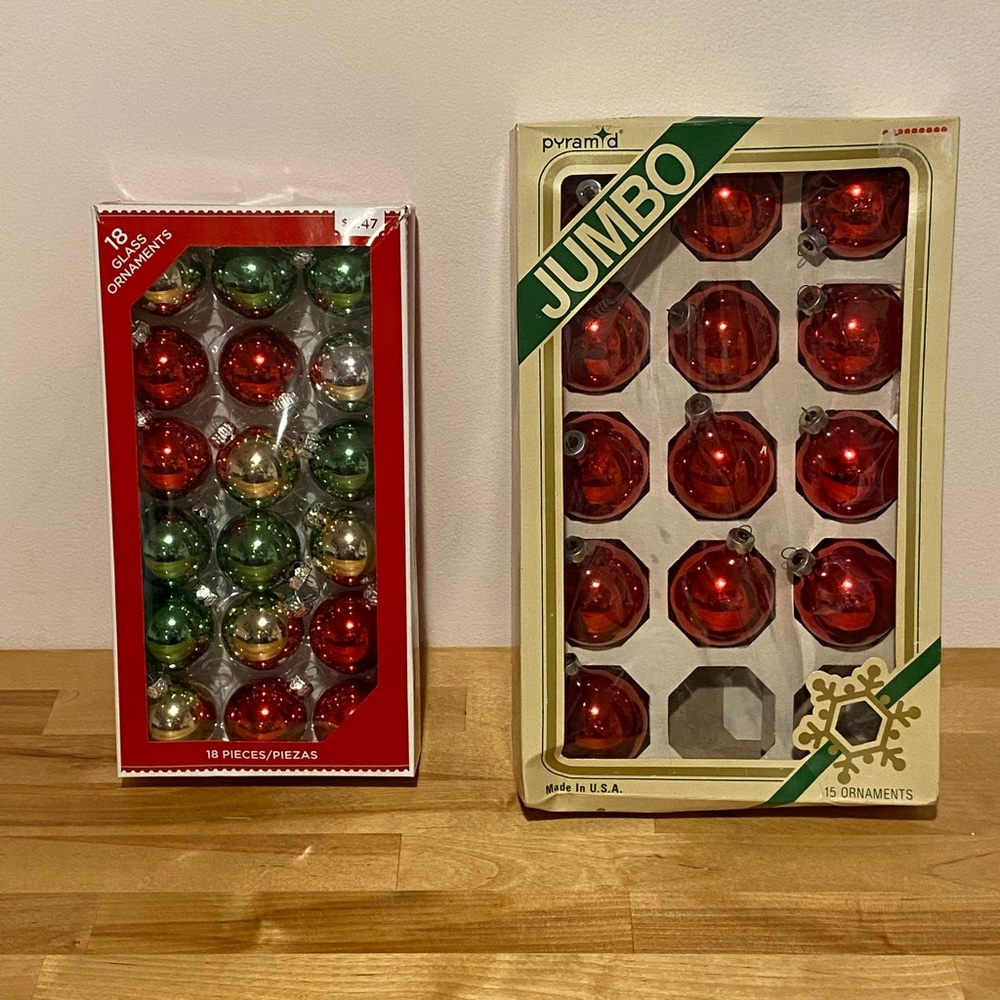 2 Boxes of Glass Christmas Ornaments